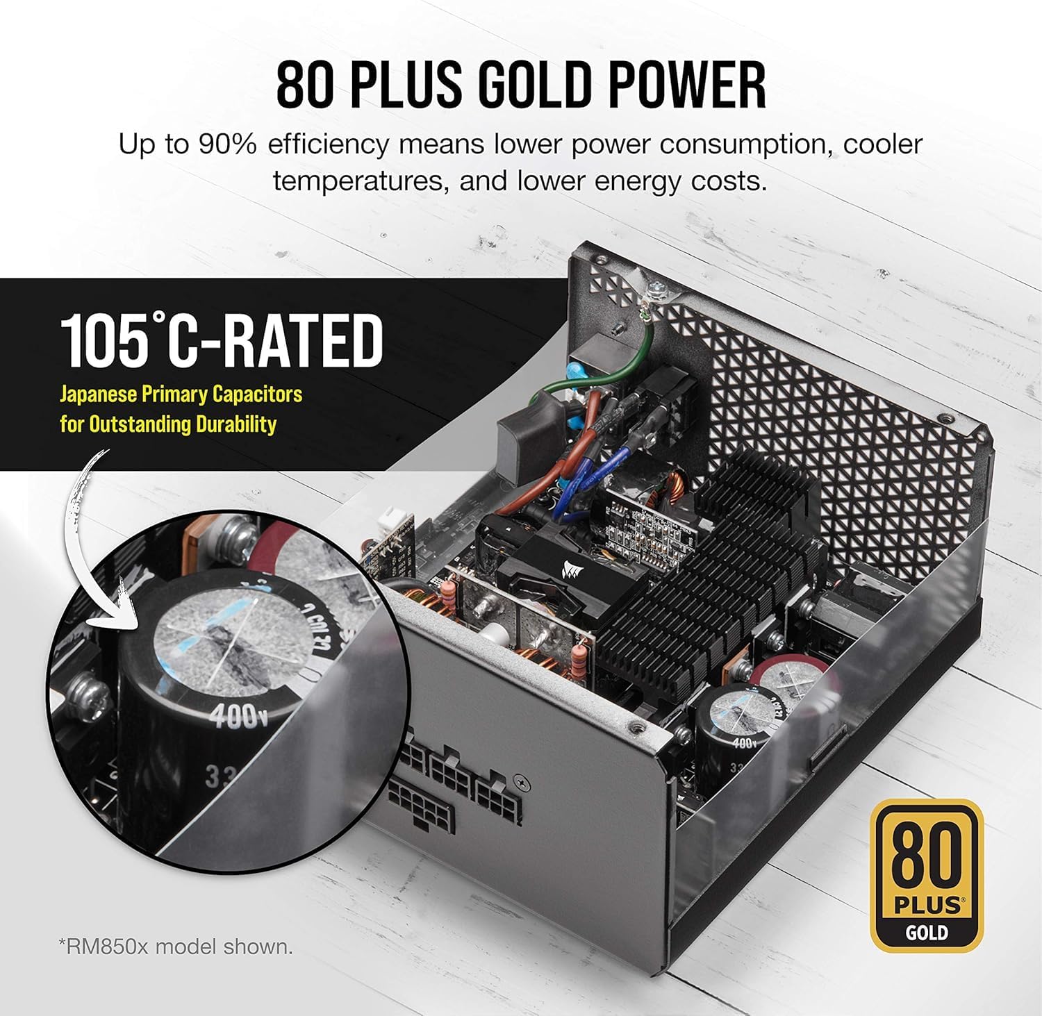 CORSAIR RM1000x Fully Modular ATX Power Supply - 80 Plus Gold - Low-Noise Fan - Zero RPM - Black (Renewed)