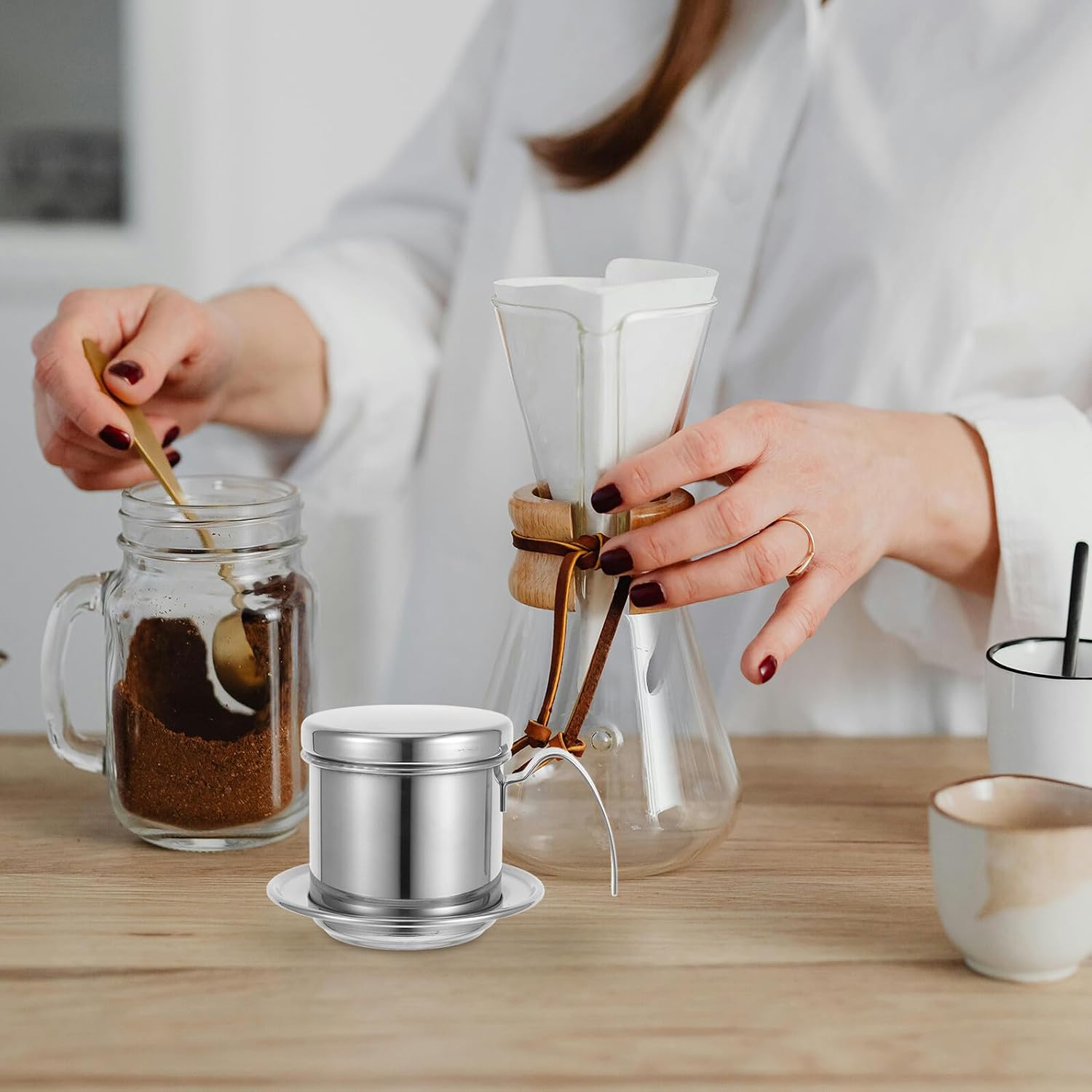 Vietnamese Coffee Drip Filter Cup Single Cup Coffee Brewer for Kitchen and Office Use