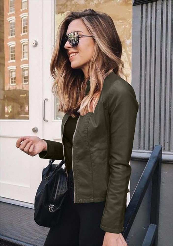 EIDEFE Women Short Fall Long Sleeve Jacket Trendy Stand