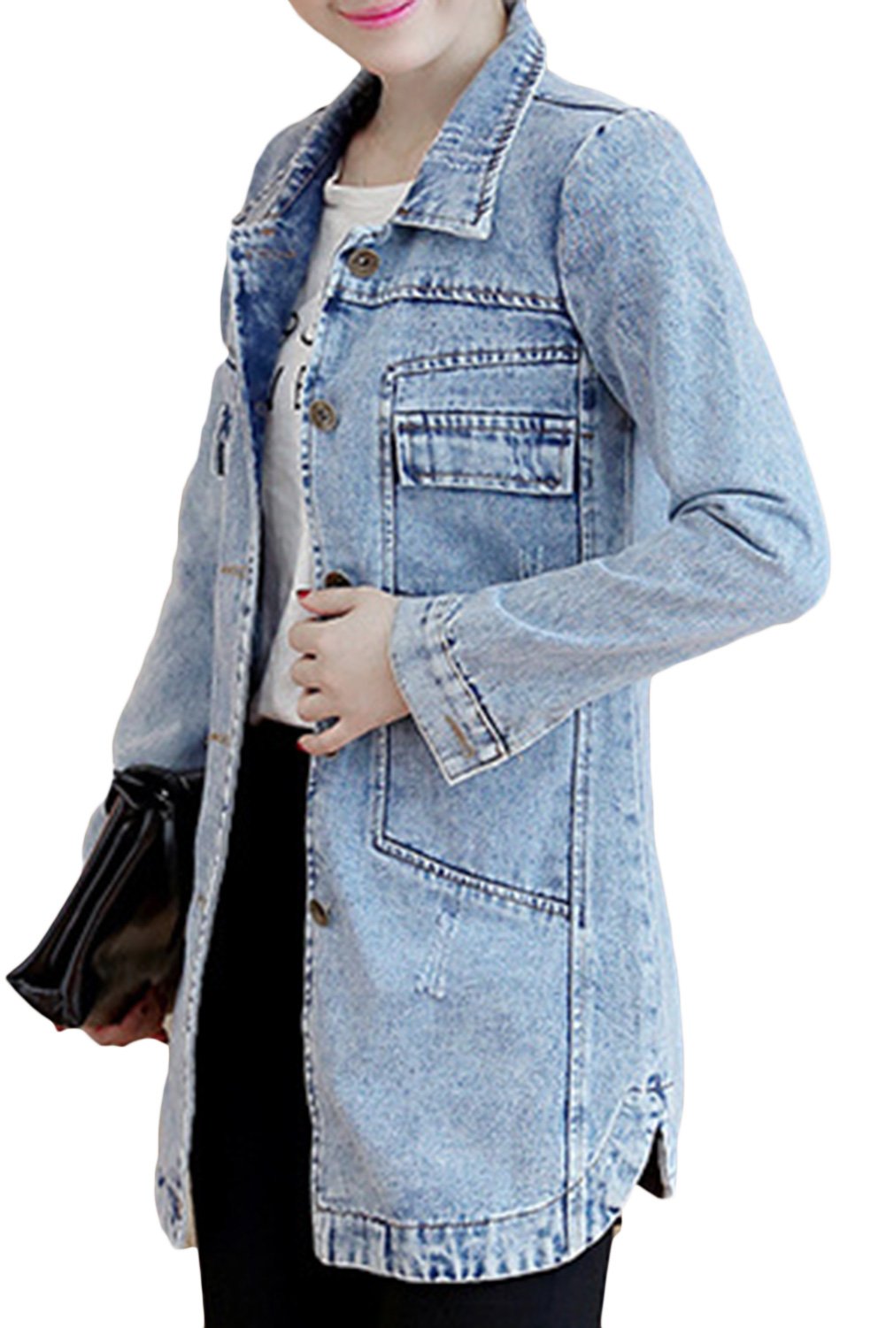 sandbank Veste en jean léger en coton denim pour femme