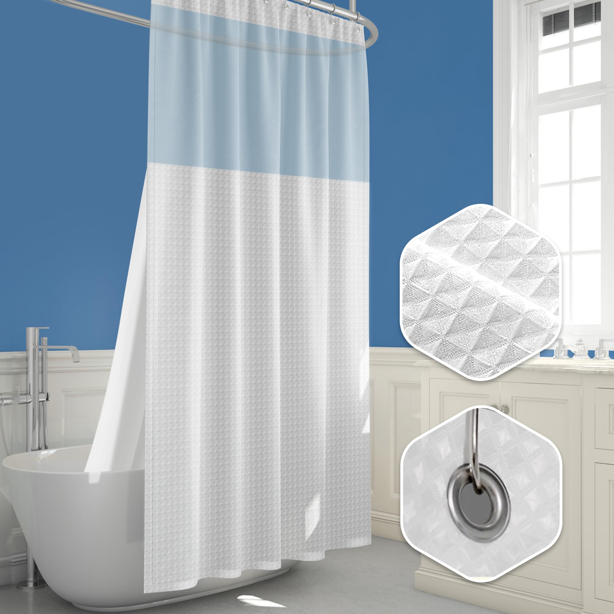 Amazon.com: Waffle Weave Shower Curtain - Luxury Hotel Style Fabric ...