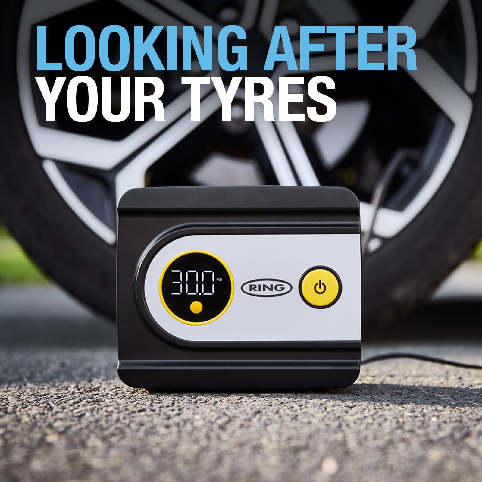 RING TYREINFLATE 20 Digital Tyre Inflator Air Compressor with Three Adaptors - Measures in PSI, BAR and kPA — view 8