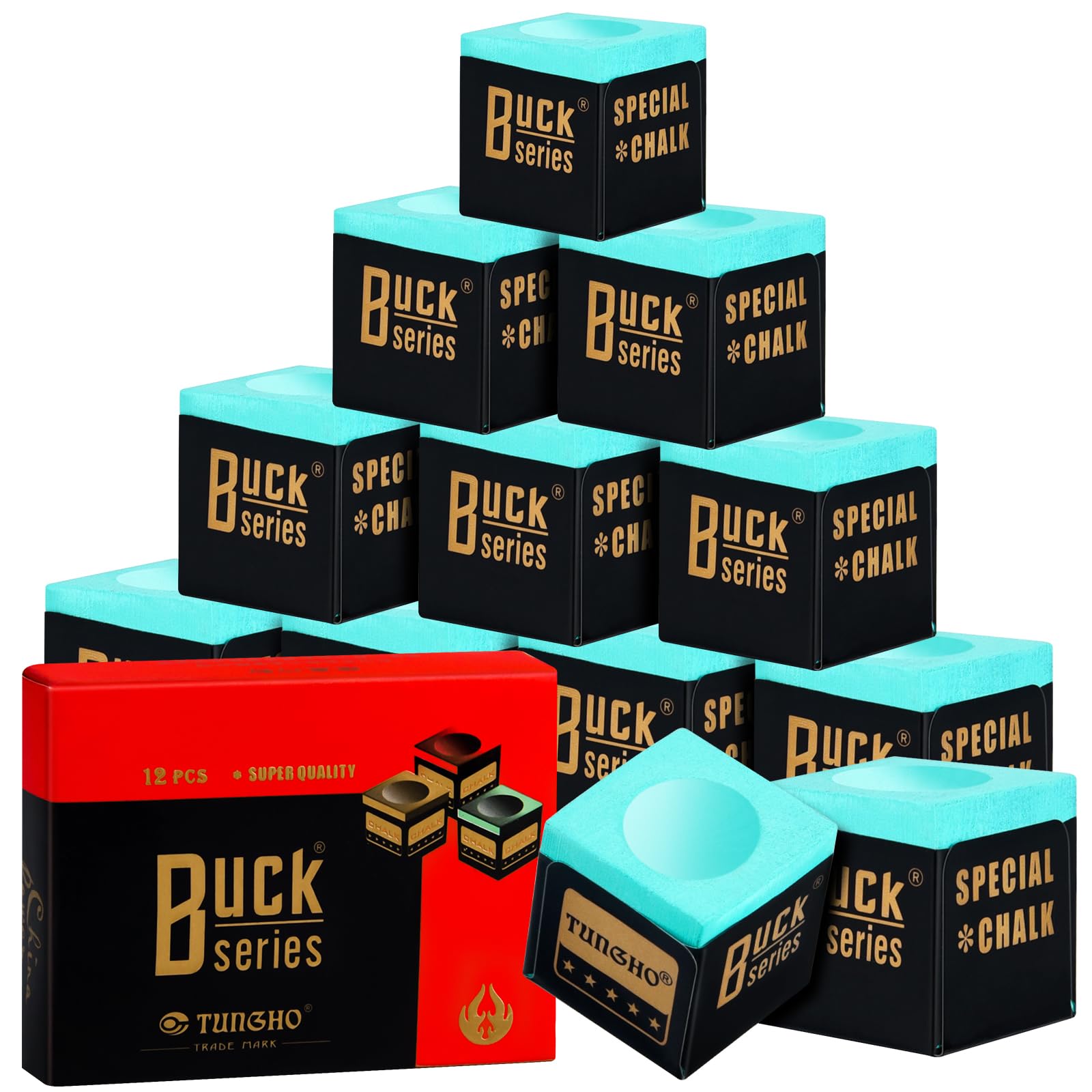 Snooker Chalk,Green Pool Cue Chalk Billiard Chalk 12 Cubes for Snooker Cue Tip