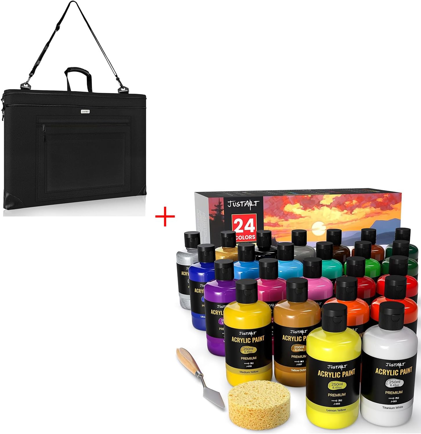 JusArt 24 Colors Acrylic Paint Set 250 ml(8.45 oz) Large