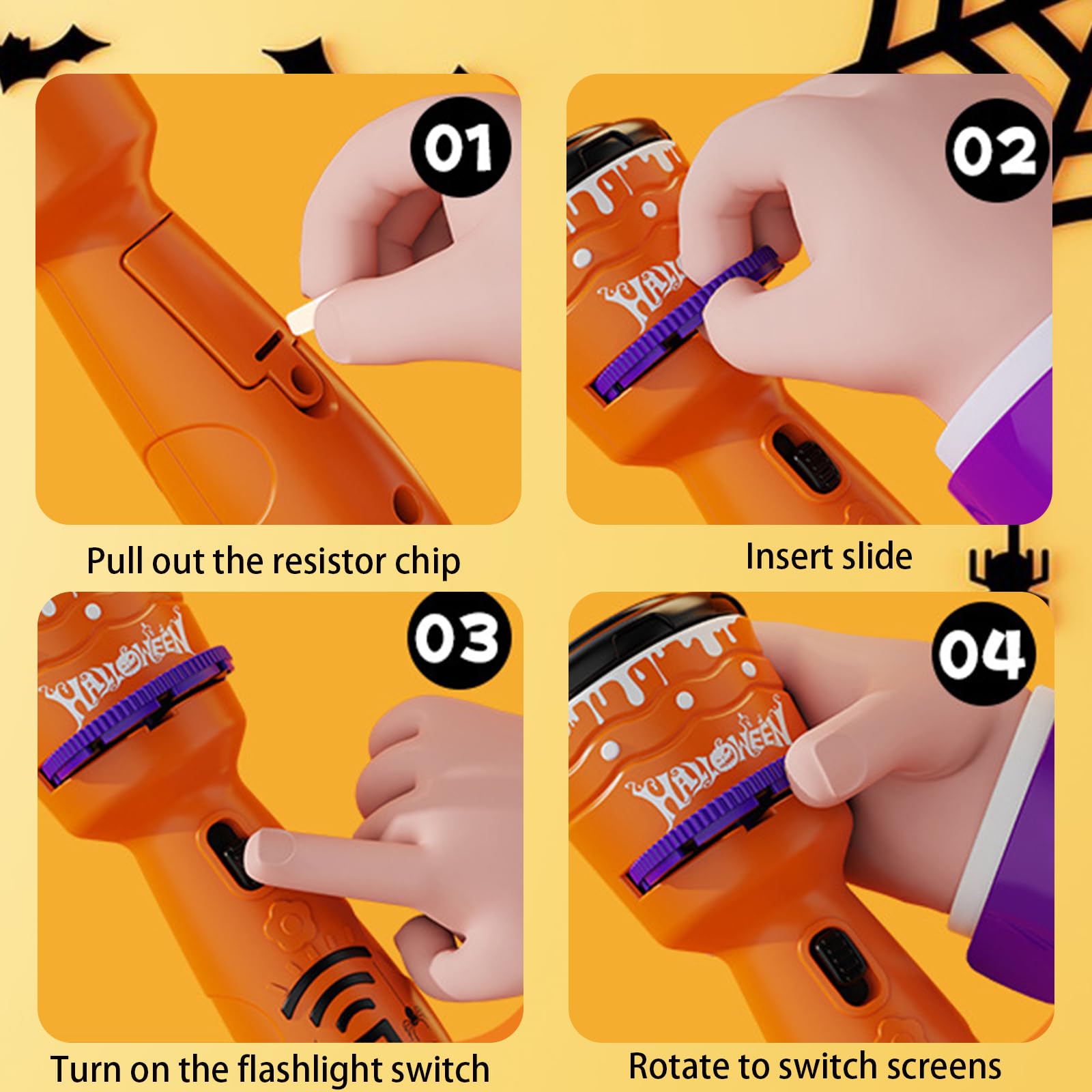 Linterna Proyector,Halloween Niños Proyector linterna,Proyector de Linterna Infantil,Proyector linterna para Niños,con 24 Patrones Diferentes Linterna Proyector de Diapositivas,Vampire,Kürbisse etc