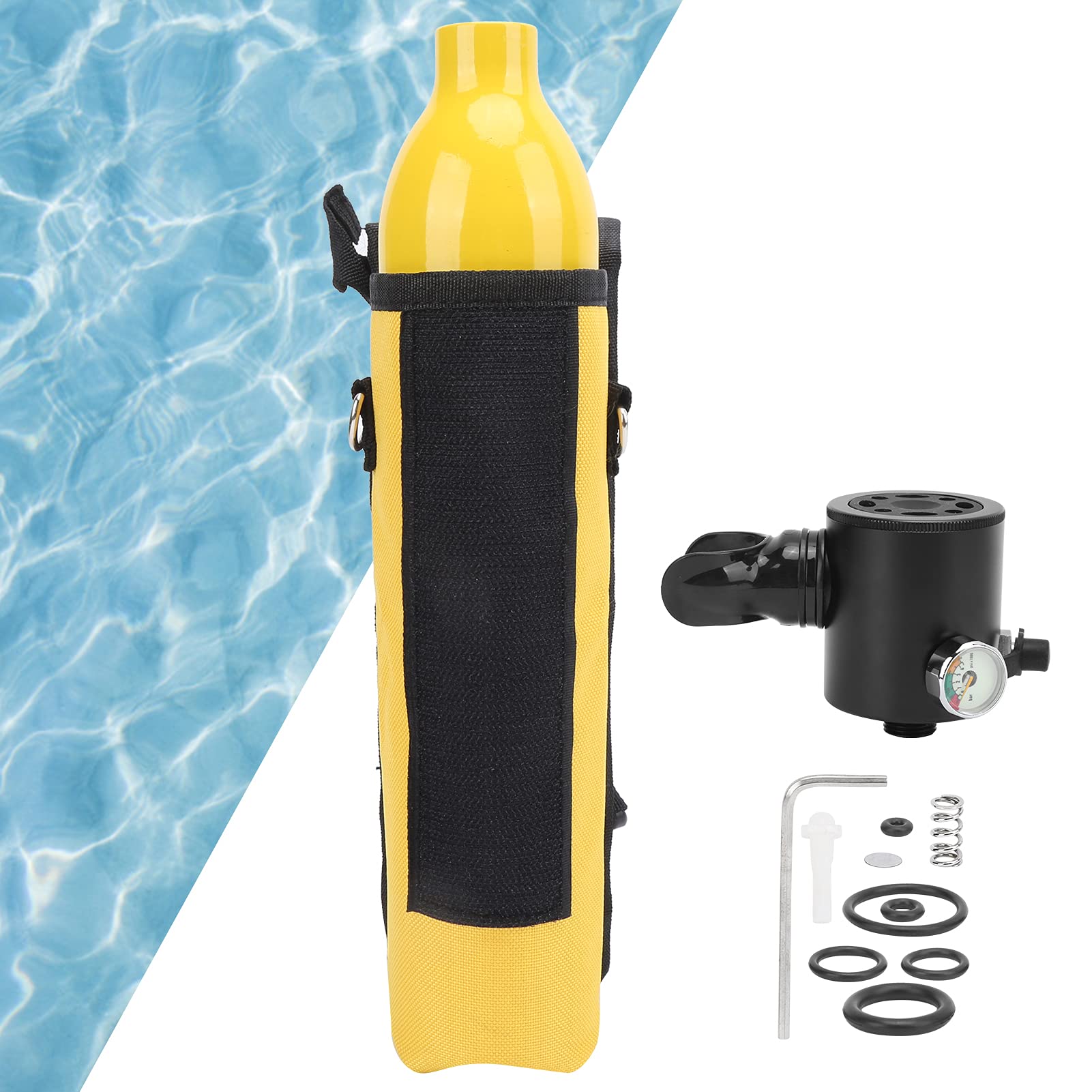 SUNGOOYUE Bouteille D'oxygène sous-Marine, Bouteille D'oxygène de Plongée avec Reniflard de Réservoir de Plongée de 0,5 L avec Sac de Rangement pour Valve Respiratoire