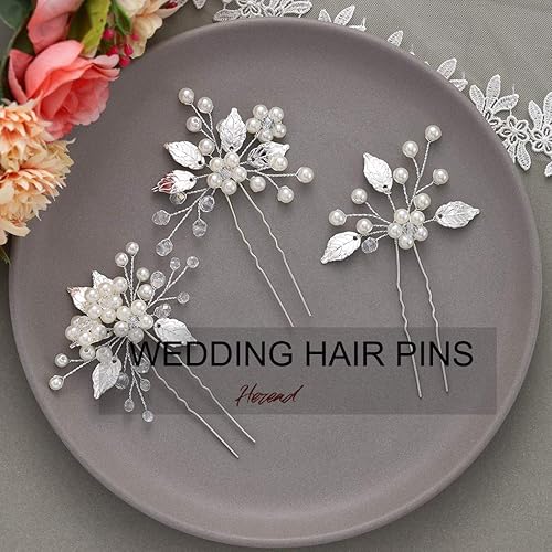 Miniatura 5 de Heread Pearl Bride - Horquillas para el pelo de boda, pieza de cabeza de novia, accesorios para el cabello de flores para mujeres y niñas (paquete