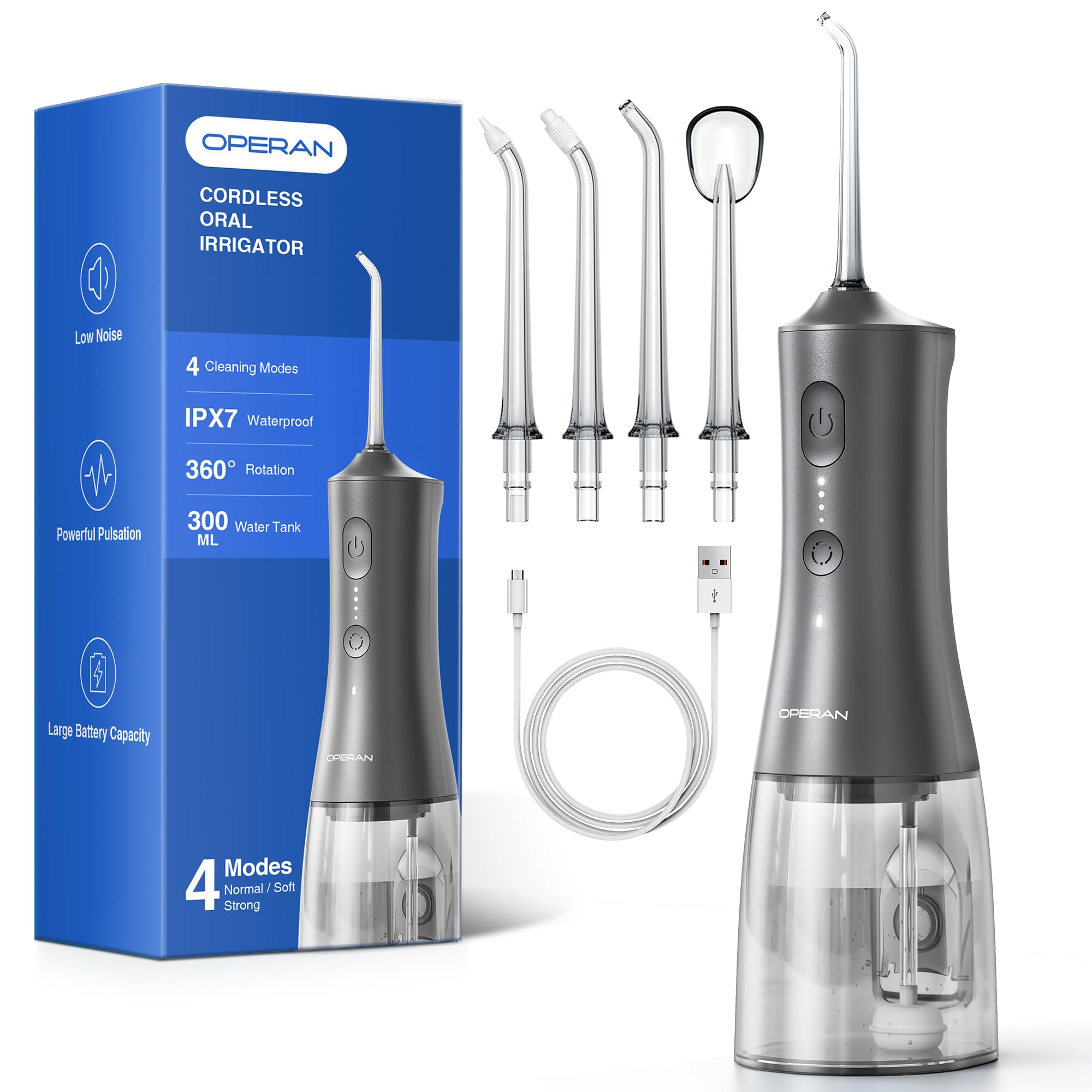 Operan Hydropulseur sans fil, 300 ml, IPX7, 4 modes