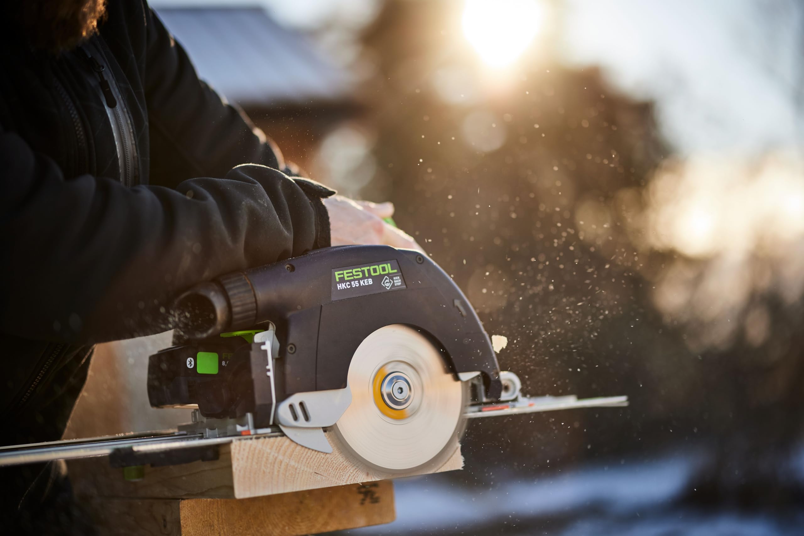 Festool Akumulatorowa ręczna piła tarczowa HKC 55 KEB-Basic – wydajna piła 18 V z KickbackStop, precyzyjna głębokość cięcia, mobilne cięcie do drewna, rzemieślników, na placu budowy
