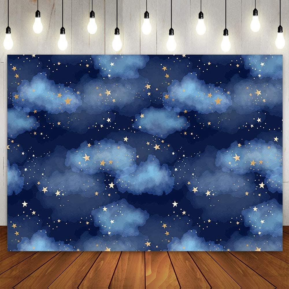 Blue Sky Cloud Backtelón de Fondo para el cumpleaños del niño Prince Baby Shower Gold Star Party Twinkle Little Stars Pography Background Banner