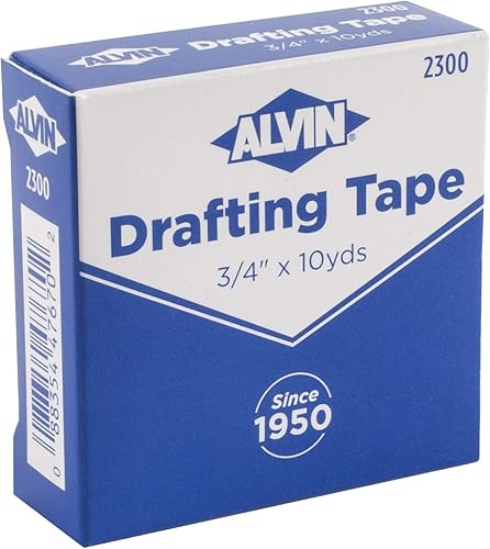 ALVIN Cinta de dibujo de 34 pulgadas, 10 yardas, modelo 2300, cinta adhesiva suave para pintar, ideal para acuarelas y proyectos caseros, 10 yardas