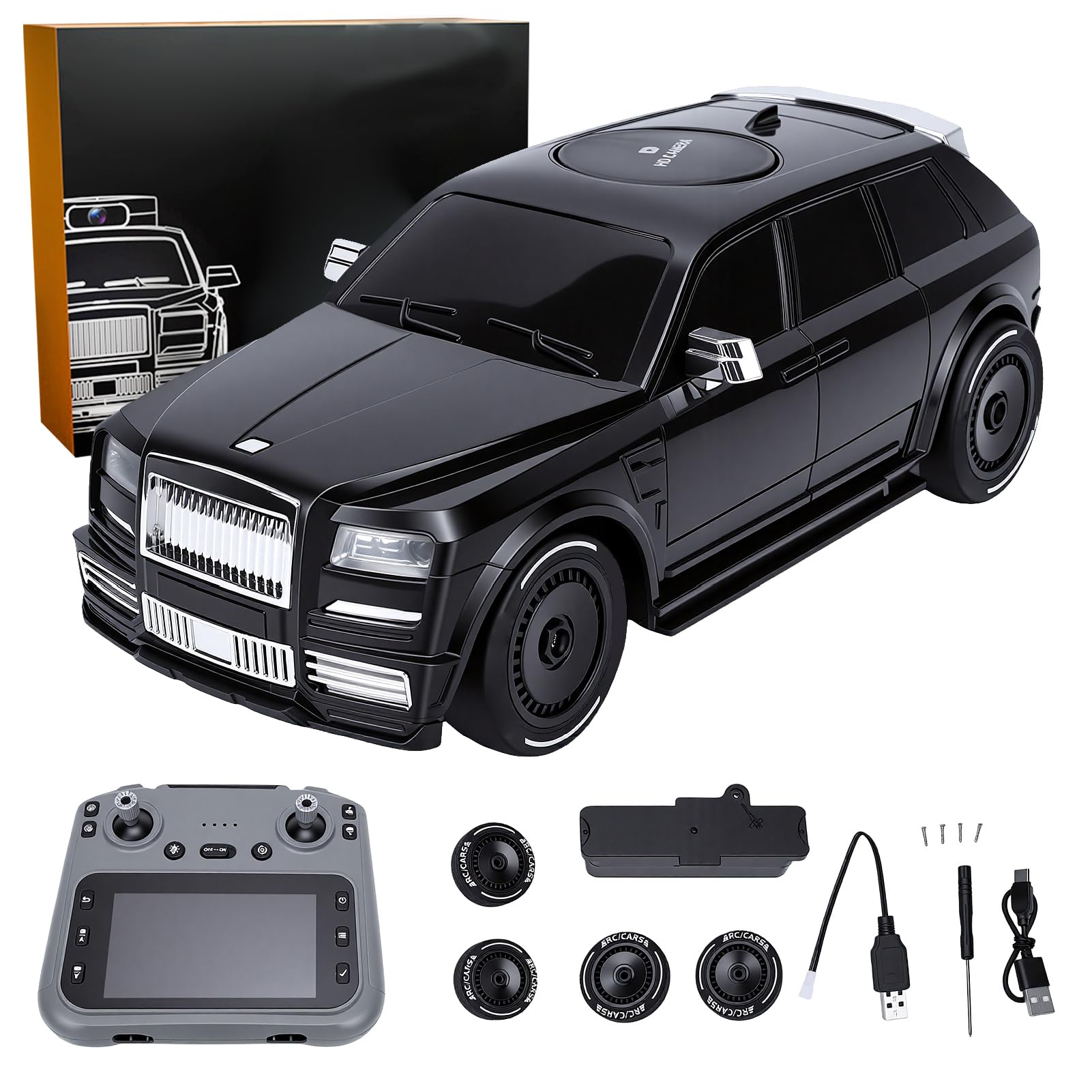 Goolsky 1/18 RC Drift Car con 720P HD Camera, 2.4G Coche teledirigido para Adultos, 4WD Alta Velocidad Coche de Carreras con Luces LED y Doble Neumático (Negro)