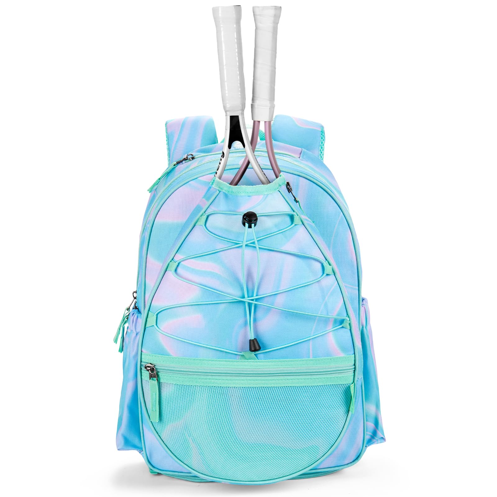 Kids Tennis Bag, 16 Inch Youth & Junior Tennis Backpack with Shoe Compartment, Holds 2 Ra…