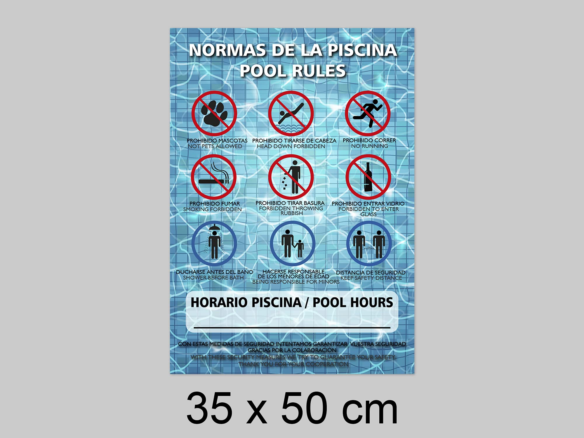 Oedim Señalética Normas de la Piscina, Fabricado en PVC 3mm, Señal para Piscinas
