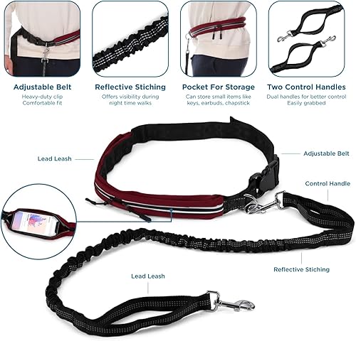 Miniatura 5 de BLACK+DECKER Correa de perro manos libres, para correr, ciclismo y entrenamiento con cinturón ajustable y elástico retráctil, correa de cintura