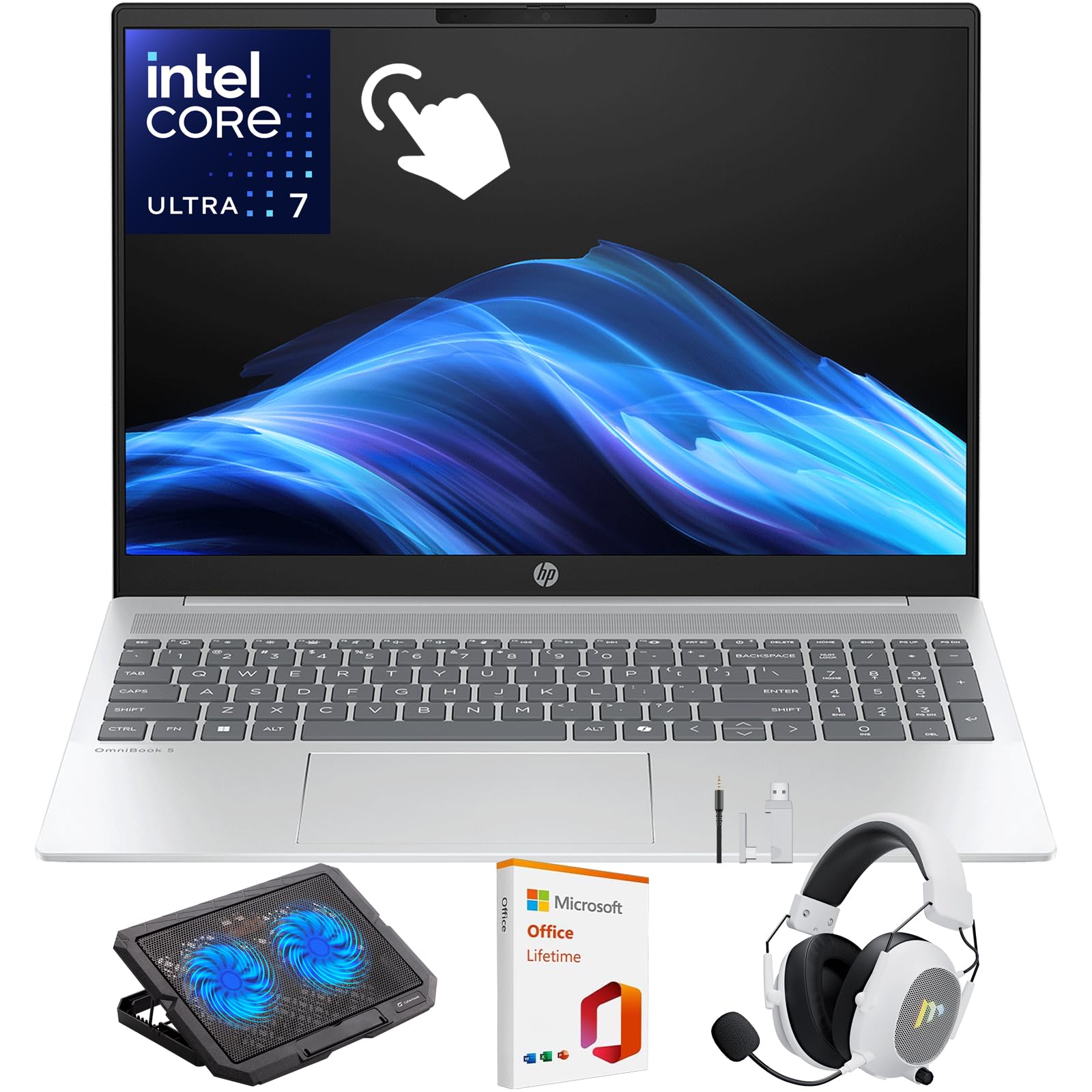 HP OmniBook 5 16 inch Next Gen AI PC Laptop, 2K IPS Touchscreen Display, Intel Core Ultra 7 255U, 16GB RAM, 512GB SSD, Windows 11 Home, WiFi 6E,