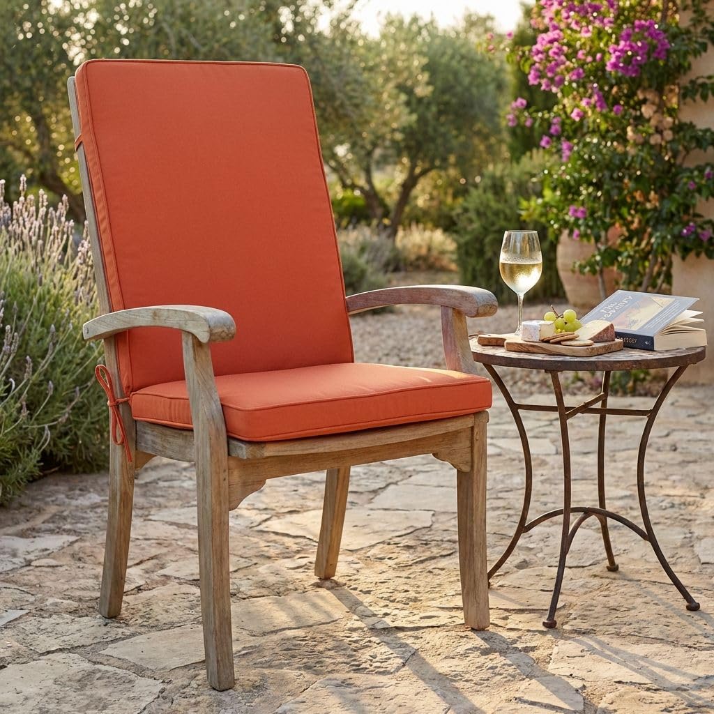 milani home - cuscino medio seduta e schienale, Sanaty, sfoderabile con lacci, poliestere, arancione, 90 x 40 x 4 cm