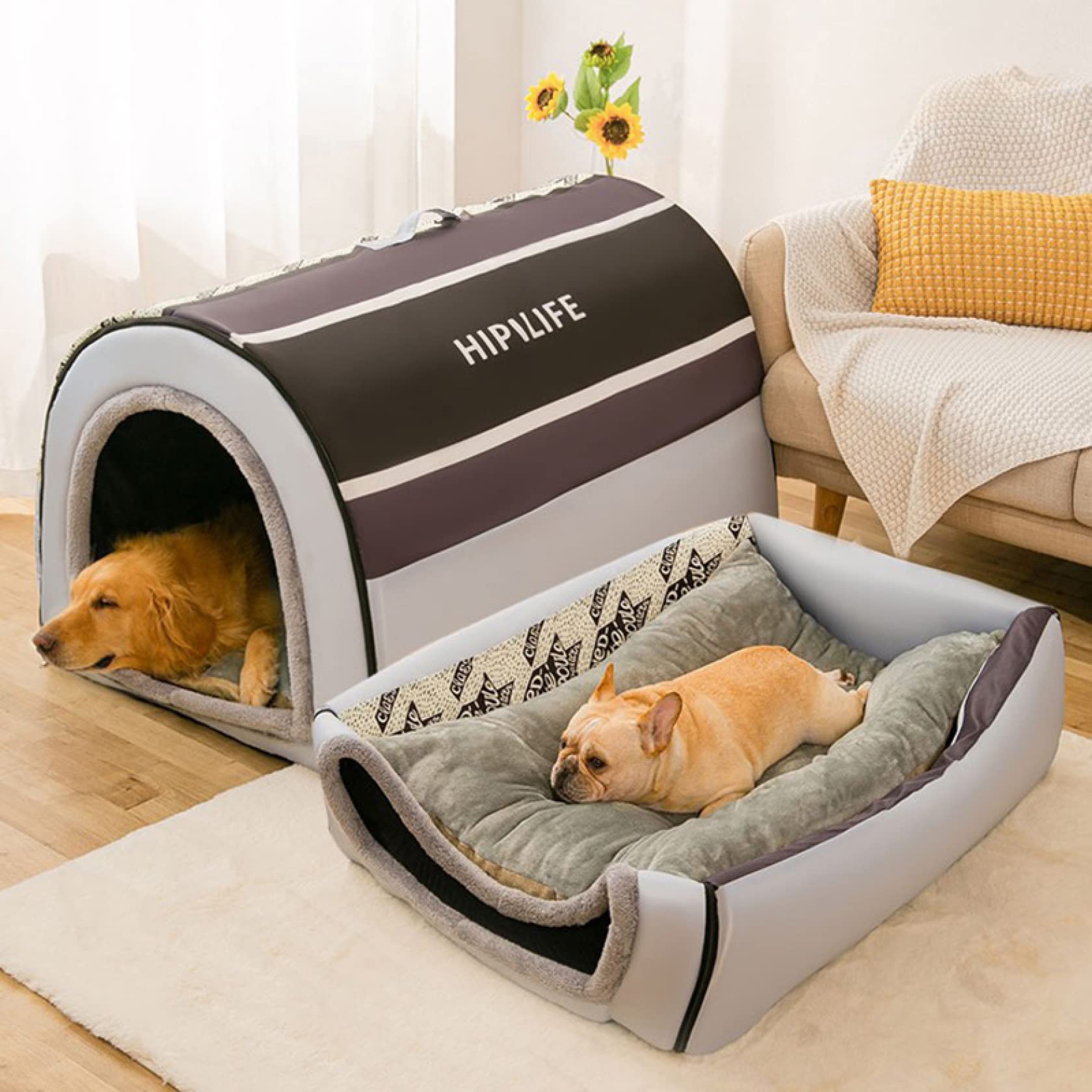 Amazon | ペットベッド ドーム型 ペットハウス 2way 犬 猫 室内
