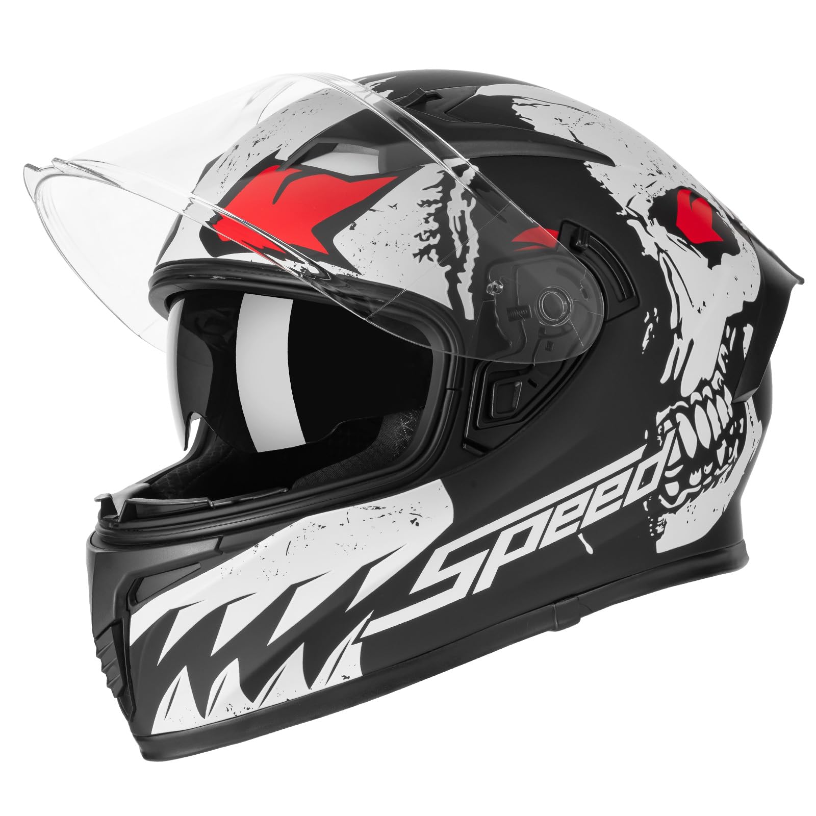 Full Face Motorcycle Helmet - DOT Certified, Lightweight, Dual Visor, Ventilated - for Adults Men & Women