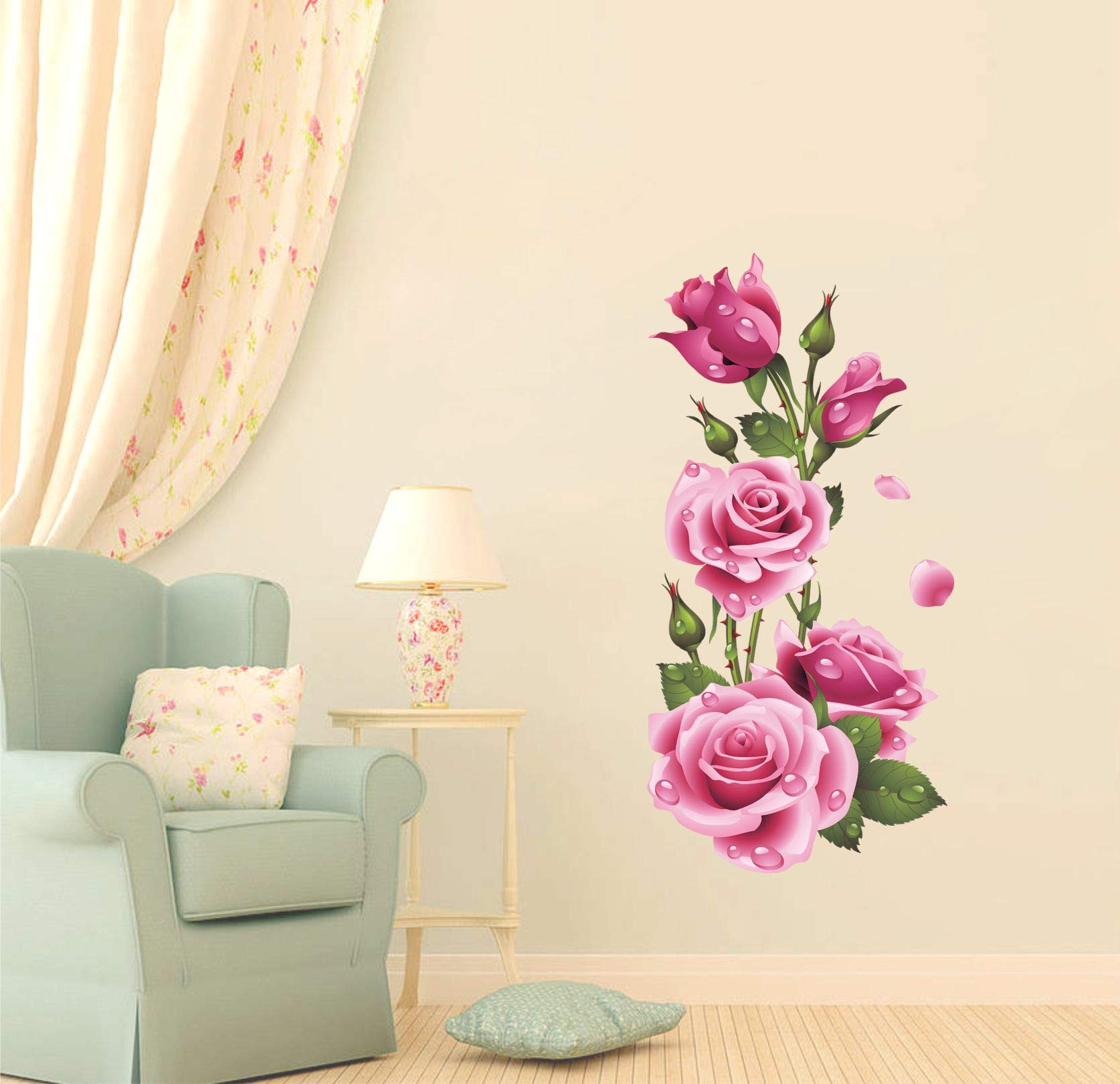 Wall Stickers | Wall Sticker for Living Room -Bedroom - Office - Kids Room - Hall - Home Decor | Stickers Yard Beautiful Rose Flower Wall Sticker (38X76)-image-20