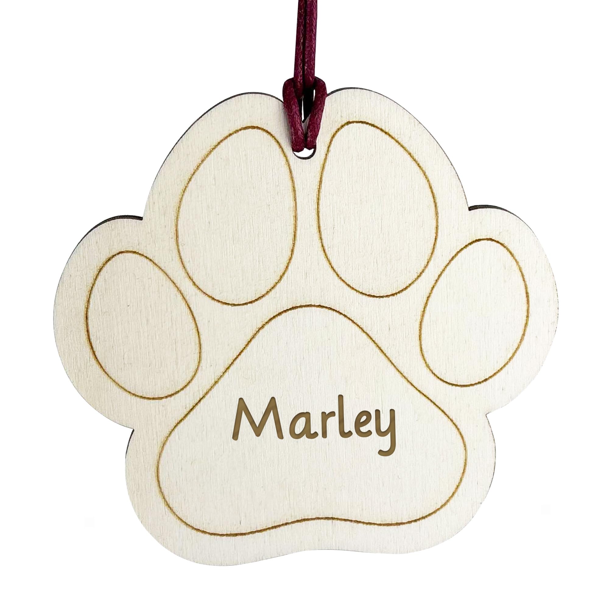 Red Ocean Personalised Paw Print Bauble Engraved Decorations - Customised Pet Memorial Ornament for Christmas Tree Decorations and Thoughtful Gift for Pet Lovers - Pet Christmas Bauble