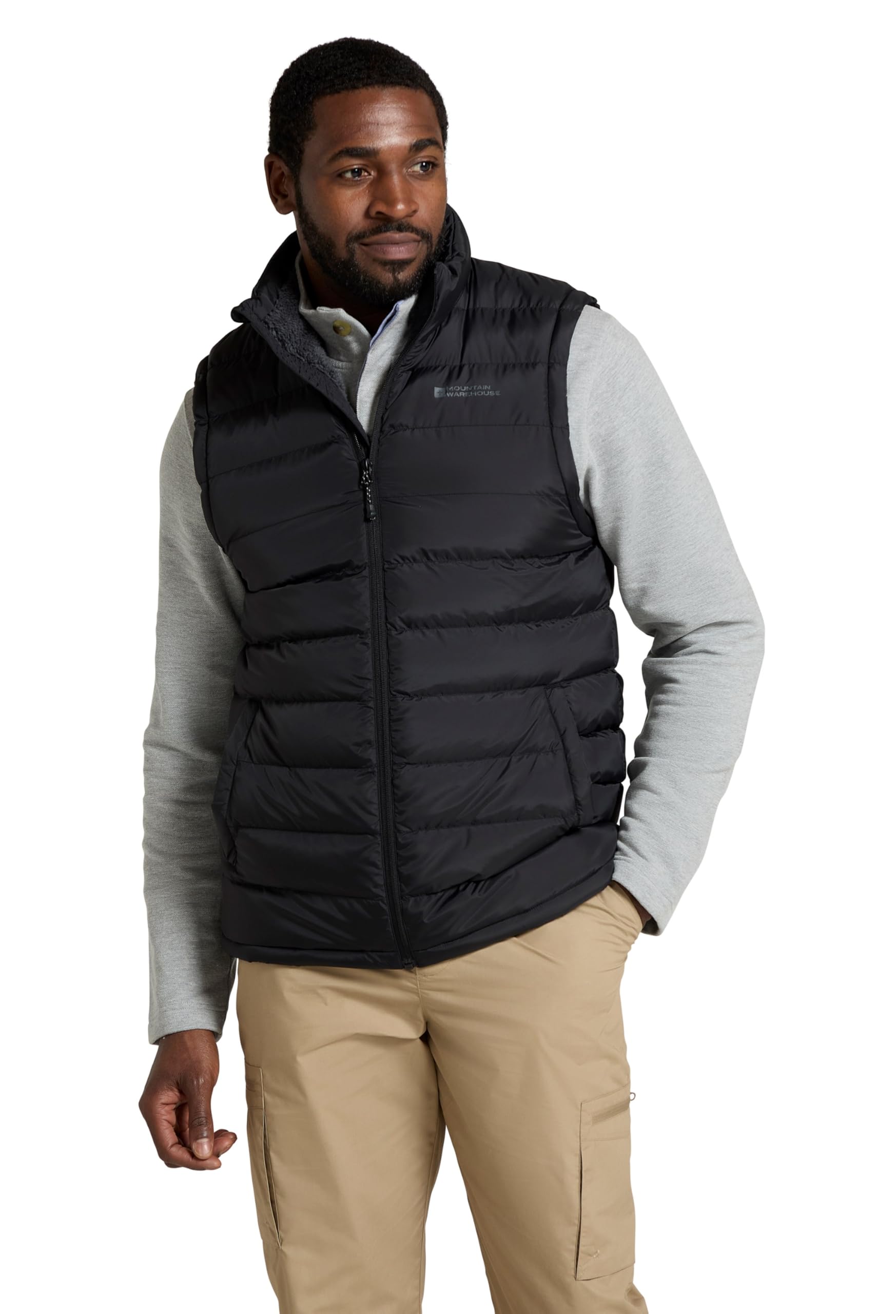 Seasons Mens Fur-Lined Padded Gilet - Black