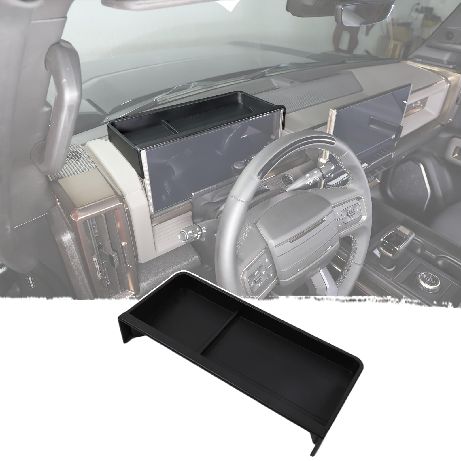 Center Console Dash Tray Compatible with Hummer EV 2022-2026 SUV/SUT Dashboard Storage Box Organizer ABS Navigation Screen Rear Storage Tray Organizer Accessories