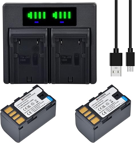 Miniatura 4 de Batmax 2 baterías BN-VF815 de 2500 mAh + cargador USB LED rápido con puerto tipo C para JVC BN-VF815 BN-VF815U y JVC Everio GZ-MG130 148 150 155 175