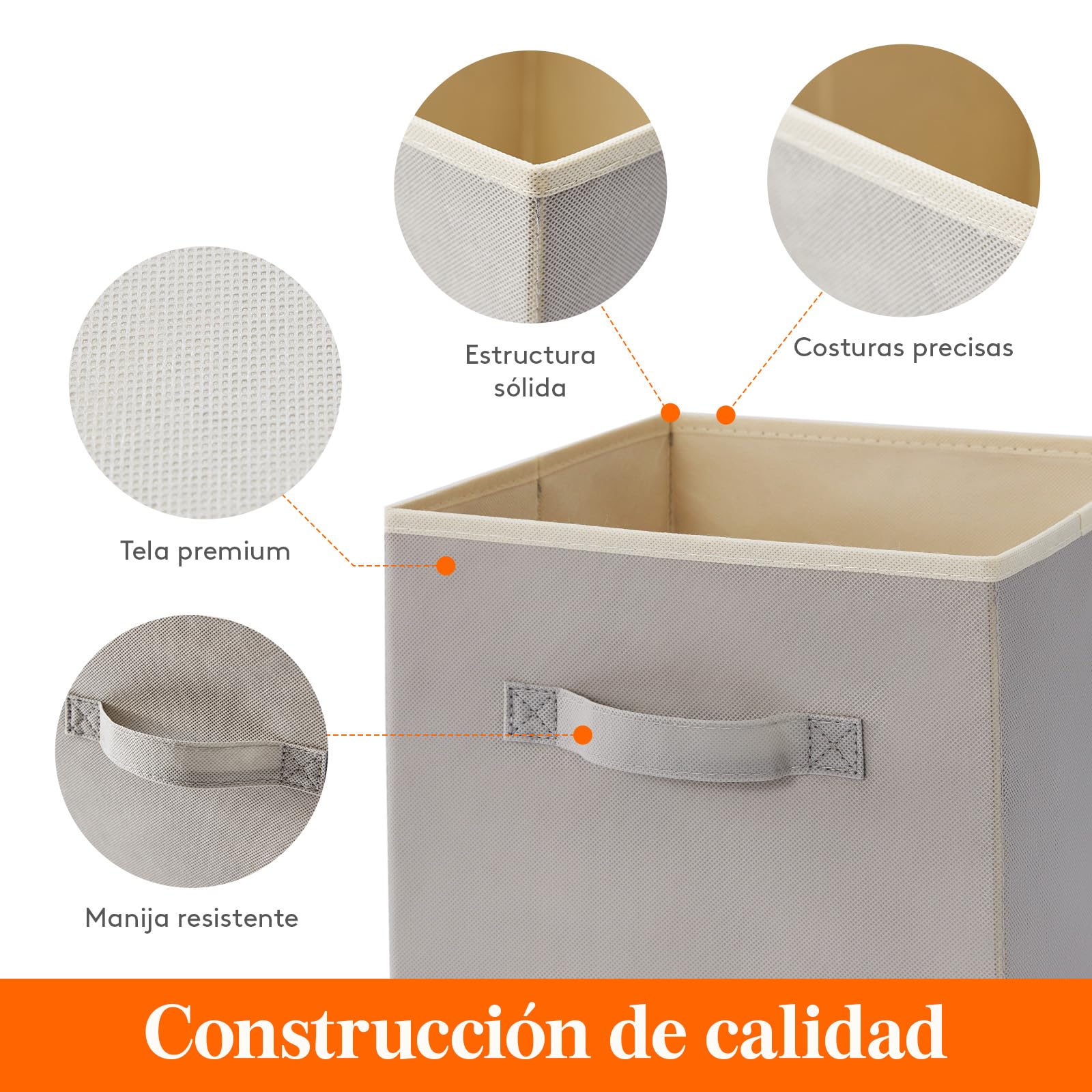Lifewit Juego de 8 Cubos de almacenamiento plegables, Cestas de Almacenamiento de Tela, Cajas de Almacenamiento con asas, Organizadores para ropa, Juguetes, 26,5 x 26,5 x 28 cm, 18 L, Gris Claro