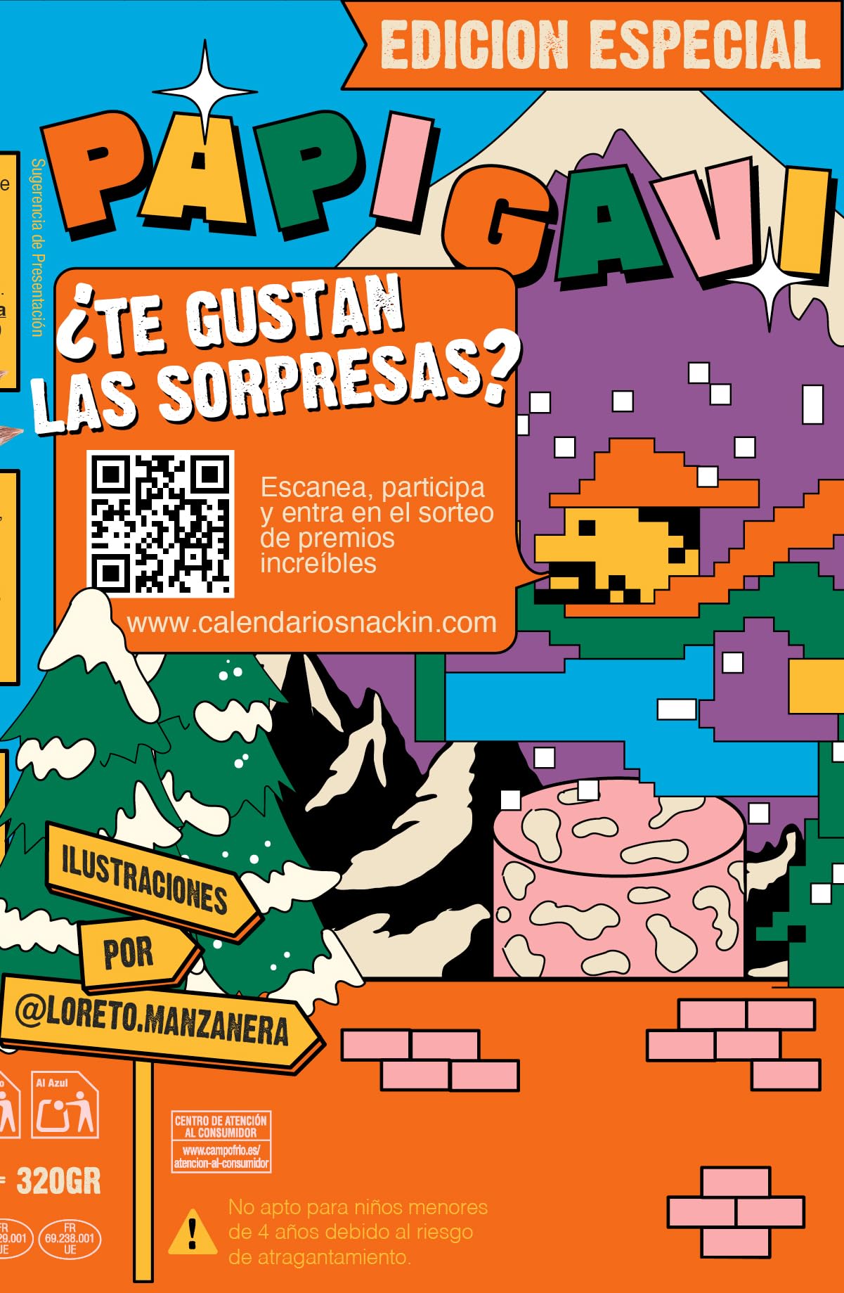 Calendario de Adviento Navidad Snack’IN Campofrío. Incluye fuetitos variados y sorpresas de Papi Gavi, 320 g