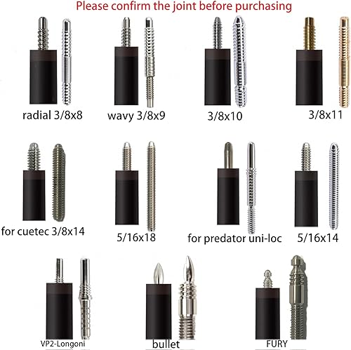 Miniatura 7 de 29.13 pulgadasRadial Ondulado 38-10 38-11 38-14 Uni-Loc 516-18 Eje de Taco de Billar de Fibra de Carbono, Eje de Taco de Baja Deflexión, Eje de Taco