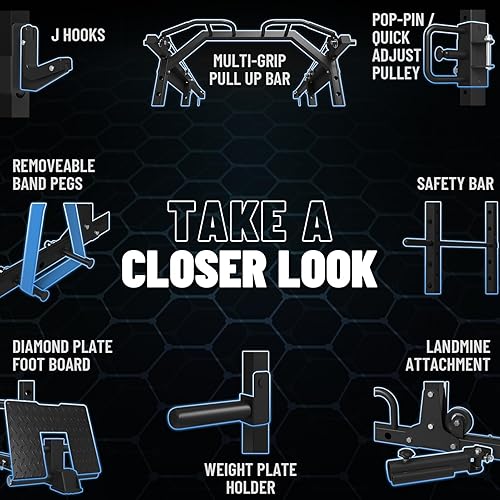 Miniatura 6 de ER KANG Jaula de potencia, PC06 1500 libras con cable cruzado, jaula de entrenamiento multifunción con sistema de polea, estante de entrenamiento de