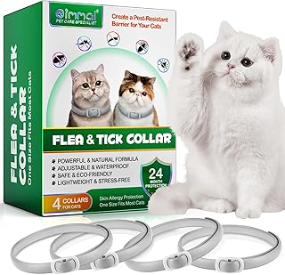 QLIGES Tick Flea Collar Cat Flea Collar for Cats 4 Pieces 24 Months Effective Protection Against Skin Allergies Soft and Comfortable Adjustable Waterproof Suitable for All Cats product image