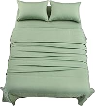 Mooreeke Sage Green Bamboo Sheet Queen Size, Ultra Soft Cooling Hotel Bed Sheet for Hot Sleepers, 16" Deep Pocket Breathable Bamboo Fitted Sheet Included