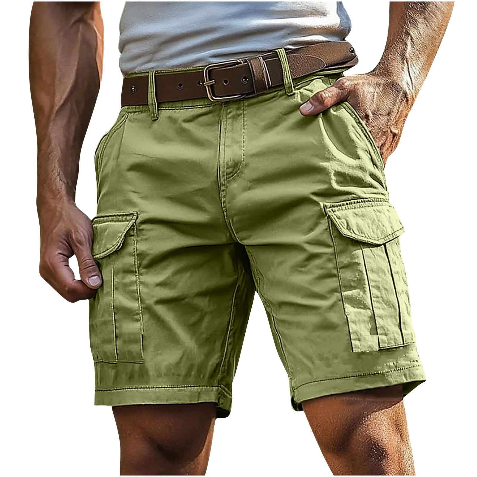 Mens 5 Inch Cargo Shorts Cutton Twill Classic Fit Big and Tall Casual WorkShorts Hiking Outdoor Pocket Short Pants