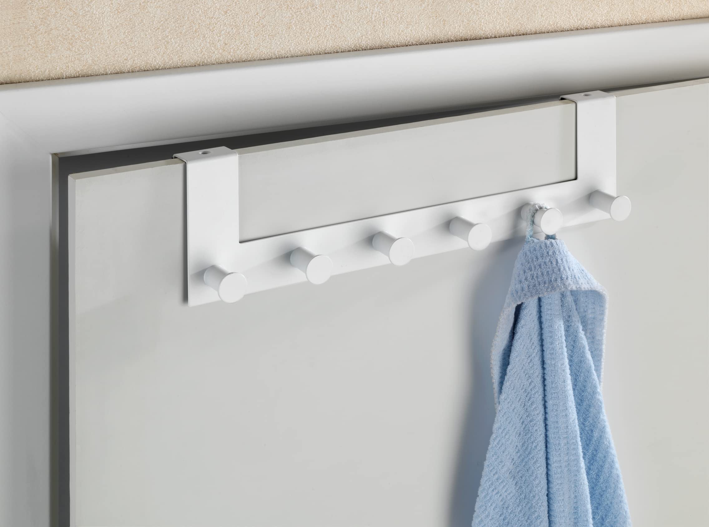 Wenko Celano Appendiabiti con 6 ganci per porte fino a 2 cm acciaio Bianco 39 x 11 x 7,5 cm