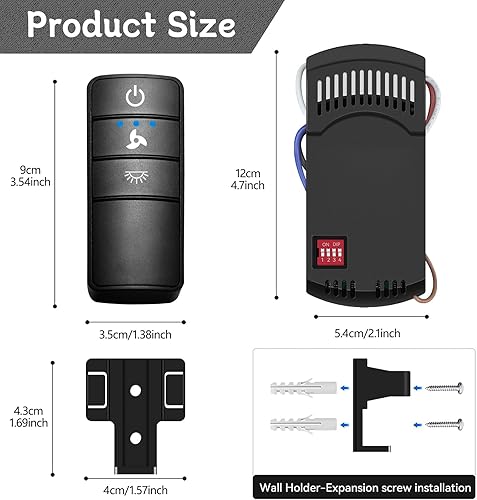 Miniatura 5 de Kit de control remoto universal para ventilador de techo, Hampton Bay Kit remoto de repuesto para Hunter, Harbor Breeze, decoración del hogar, 3