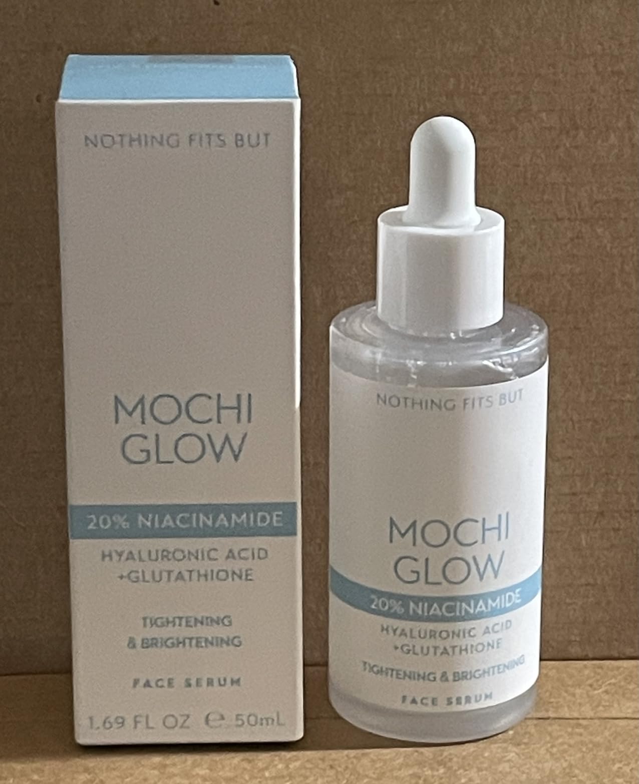 NOTHING FITS BUT Mochi Glow 20% Niacinamide Serum for Face, High Potency Pore Tightening Skin Serum with Hyaluronic Acid & Glutathione, Anti-Aging Serum for Dark Spots & Fine Lines, Korean Skincare, 50ml/1.7fl.oz
