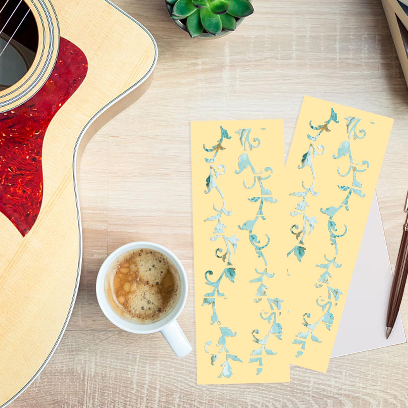 PLIGREAT 2 Pz Chitarra Decor Adesivi Chitarra Collo Adesivo DIY Chitarra Decor Foglie Verdi Rimovibili Decalcomanie per Chitarra Acustica Decor Chitarra Musicale Strumenti Musicali Negozio Forniture