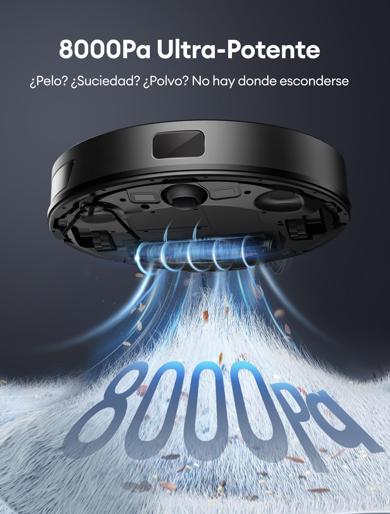 Ultenic Robot Aspirador y Fregasuelos con LIDAR, 8000PA, 180Min, Cobertura Completa 100%, Auto-Boost Alfombras, App/Voz, para Pelo de Mascotas