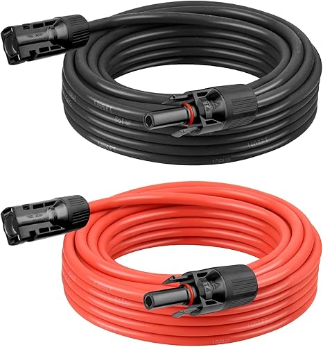 Miniatura 9 de Kimbluth Cable de extensión solar de 10 AWG de 2 pies negro + 2 pies de rojo, cable de panel ultra solar macho a hembra, alambre de cobre estañado