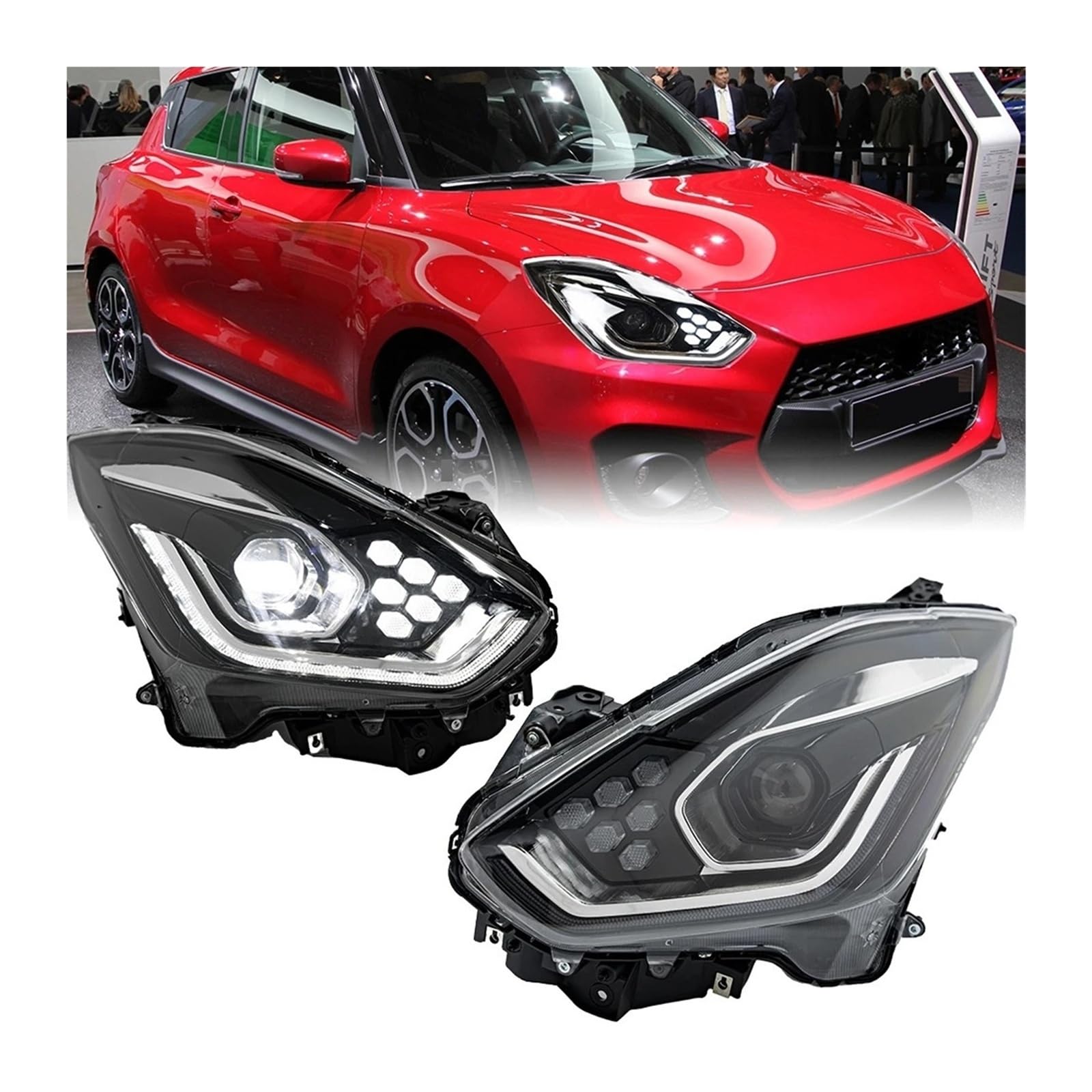 Headlight Compatible For SUZUKI Swift 2018-2021 Car Automobile Products LED DRL Hella Xenon Lens Hella Hid H7 Car Accessories(Left hand drive)