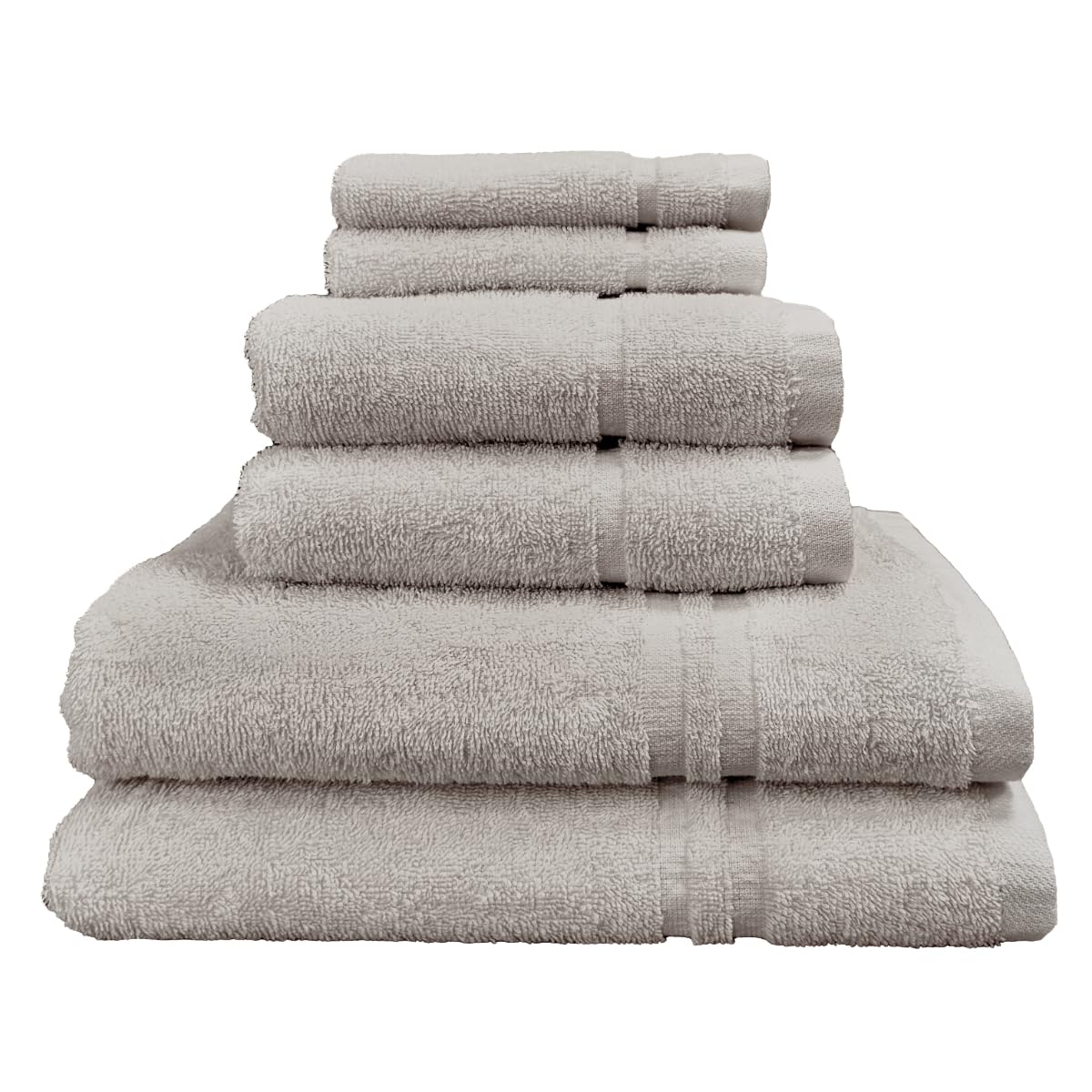 Hotel Essentials 6Pk Bale Towel Set - Silver - 100% Cotton - Bath Towel, Hand Towel, Face Cloth