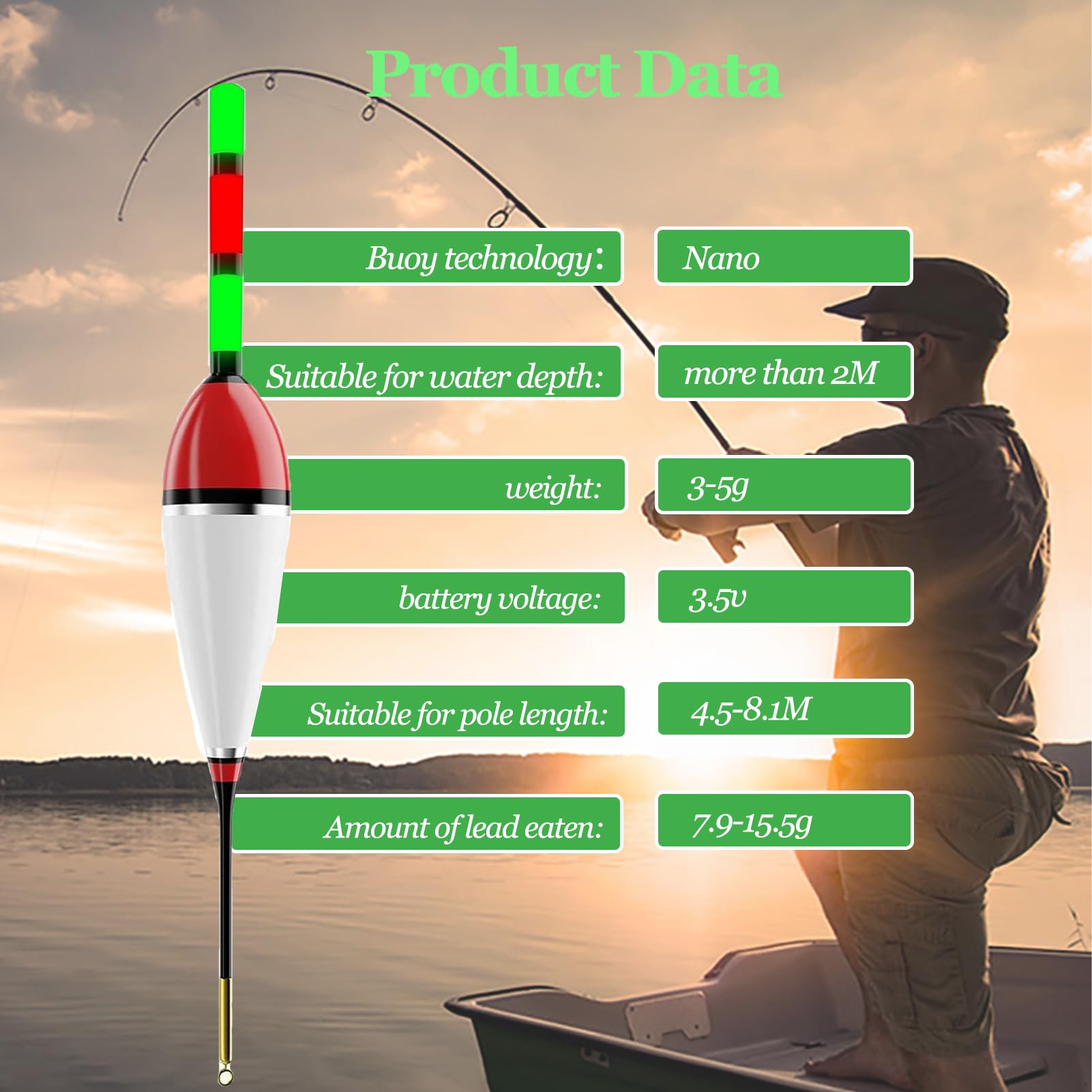 DONGZQAN 3 piezas de flotadores LED para pesca con indicador de picada, flotadores LED luminosos, set de accesorios de pesca con indicador de picada, flotadores para pesca, set de flotadores con