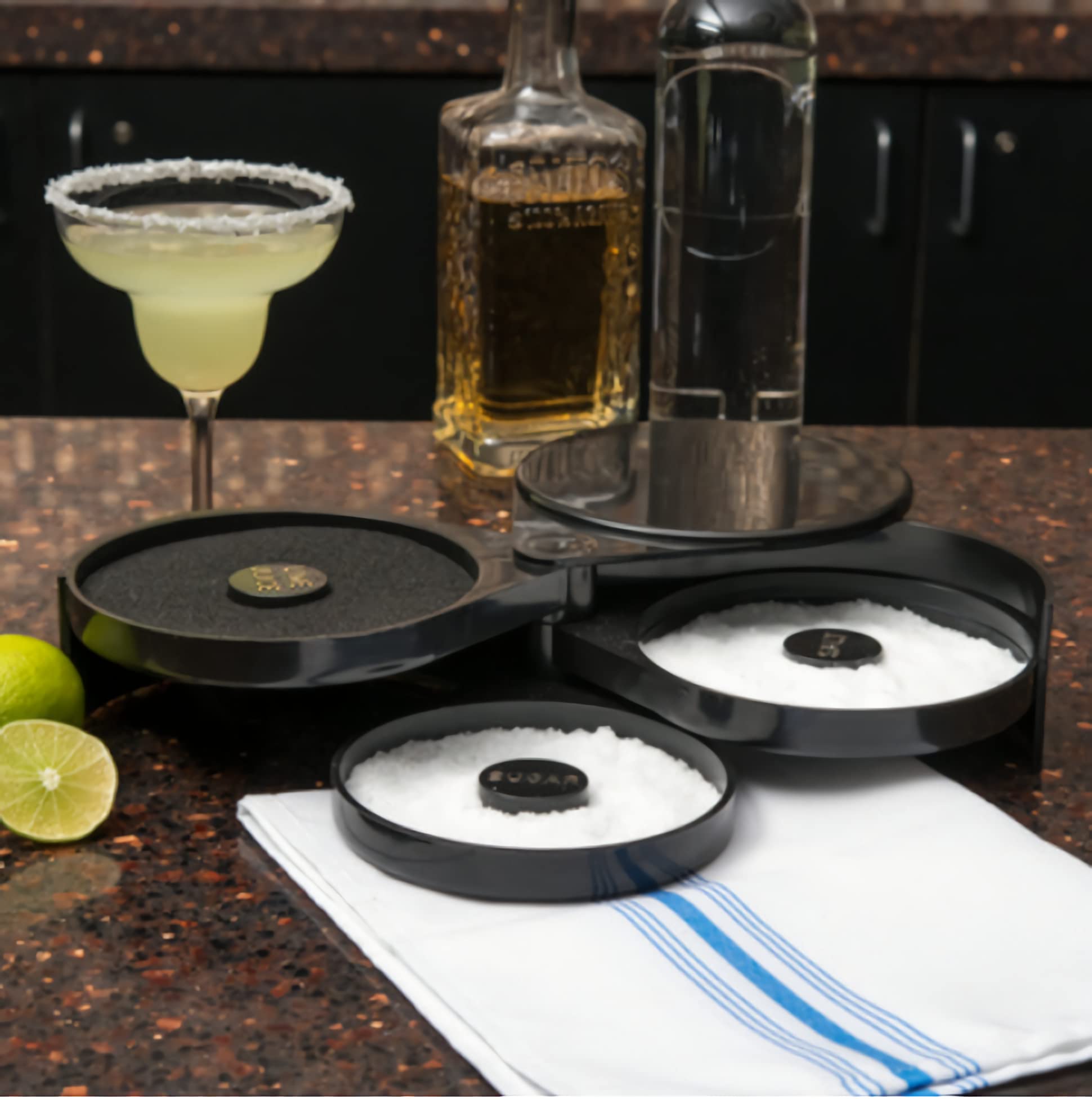 Bandeja Para Sal Y Azúcar De 3 Niveles Margarita - Para Bordear Cócteles, ABS Alimentario, Apta Lavavajillas, 15.7x20 Cm