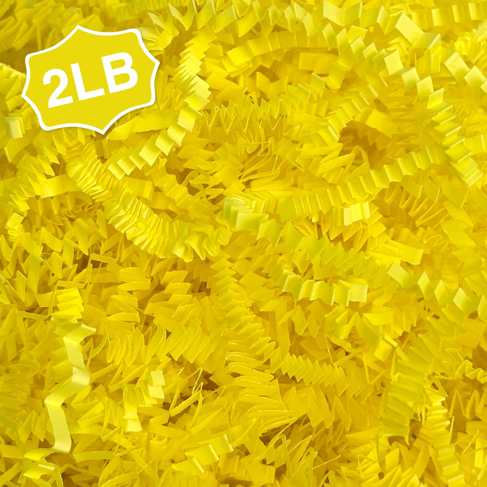 Corlcol 2LB Crinkle Paper Shred Filler for Bag Gift Box Basket Confetti Paper Shreded Stuffing Decorations(Yellow)