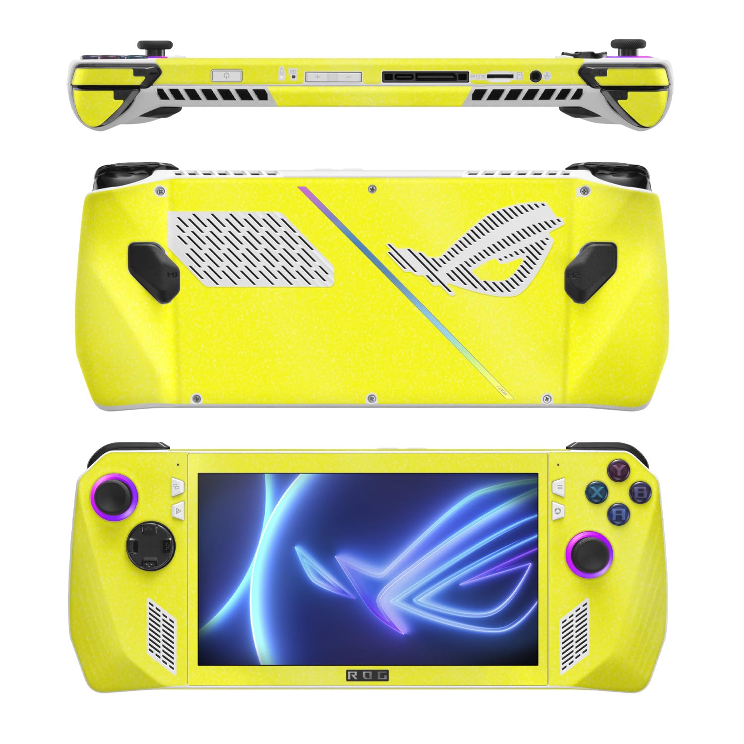 MightySkins Glossy Glitter Skin Compatible with Asus ROG Ally - Solid Yellow | Protective, Durable High-Gloss Glitter Finish | Easy to Apply