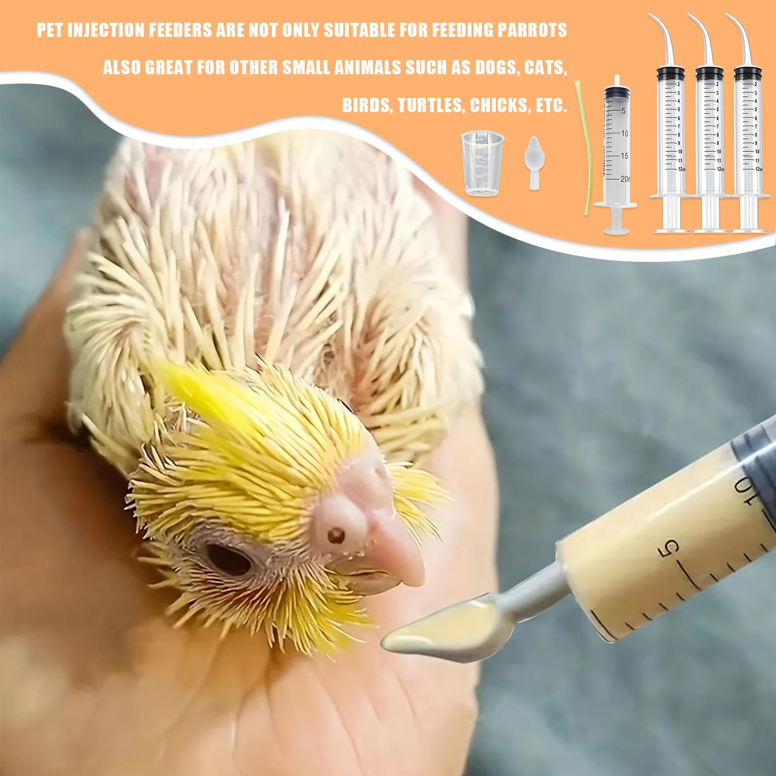 Bird Feeding Syringe Set,4PCS Baby Bird Syringe Feeders with Parrot Feeding Tube and Spoon,Measuring Syringes Tools for Small Animals Kittens Puppies Scientific Industrial Labs - Image 4