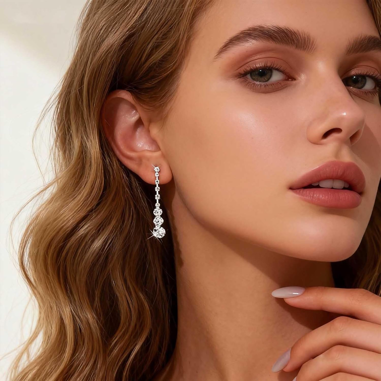 Vintage Crystal Chandeliers Earrings Long Rhinestone Dangle Earrings Gold Tennis Chain Earrings Cz Paved Chain Tassel Earrings Wedding Chandelier Drop Earrings Jewelry for Women - Image 5