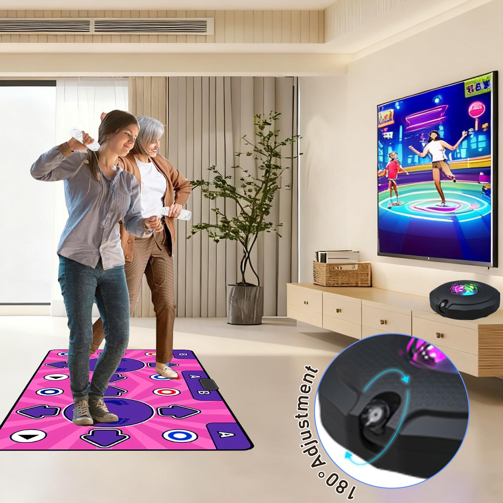 Tappetino da ballo interattivo per bambini, tappetino da ballo elettronico con telecamera AR, HDMI per TV, 100+ giochi, antiscivolo, tappetino sportivo fitness per bambini, ragazzi e famiglie
